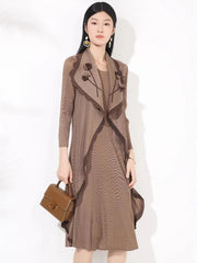 Luxury Pleated Floral Collar Dress