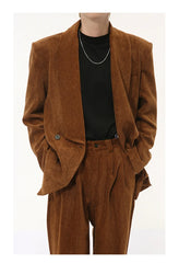 Men's Corduroy Blazer & Baggy Pants 2-Piece Set