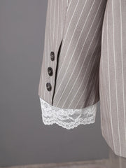 Elegant Pinstripe Lace Blazer