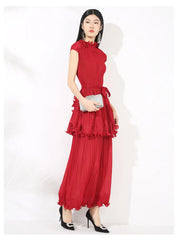 Truly Sleeveless Chiffon Plissé Pleated Dress