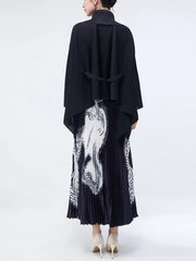 Luxe Black Wrap Top & Pleated Skirt Set