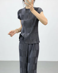 Luxury Petite Plisse Pant Suit