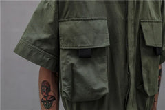 Men's Cargo Short Sleeve High Streetwear Jumpsuit