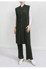 Truly Pleated Longline Vest & Trousers