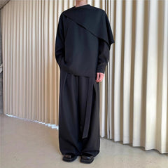 Men's Drape Top & Wide-Leg Trousers Set