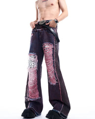 Men's Baggy Extra Distressed Sequin Jeans