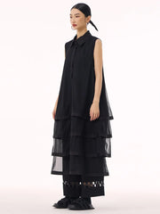 Oversized Mesh Sleeveless Blouse