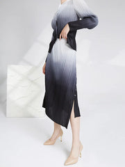 Plissé Ombre Blouse & Skirt Set