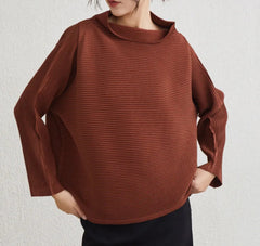 Luxury Plissé Long-Sleeve Top