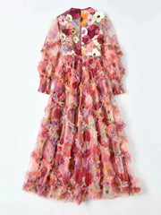 Floral Ruffle Midi Dress | Romantic Gown
