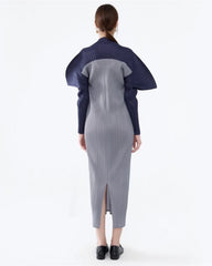 Luxury Plissé Fan-Shoulder Dress