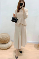 Formal Plissé Peplum Skirt Set