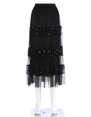 Luxe Black Tulle Midi Skirt