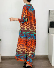 Abstract Pleated Trapeze Dress