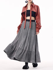Pleated Crepe Maxi Skirt