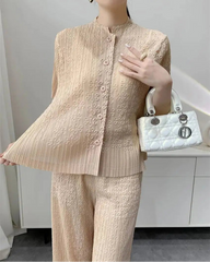Luxury Pleated Wide-Leg Set