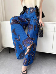 Pleated Wide-Leg Stretchy Trousers