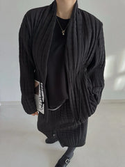 Quilted Pleated Jacket & Skirt