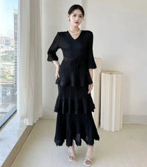 Luxury Pleated Tiered Dress
