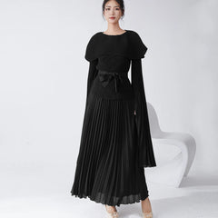 Maxi Pleated Skirt & Dolman Sleeve Top