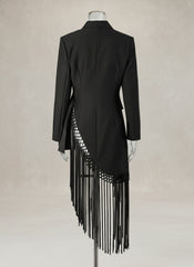 Luxury Asymmetric Fringe Blazer