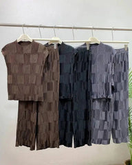 Luxury Petite Plisse Pant Suit