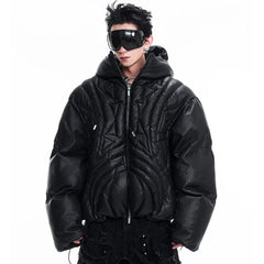 Men's Tokyo Faux Leather Hooded Puffer Jacket