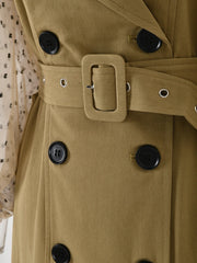 Luxe Belted Trench Coat with Tulle Sleeves