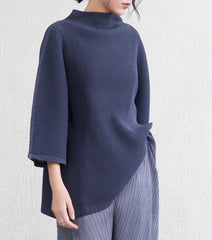Elegant Mock-Neck Pleated Top