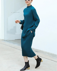 Pleated Mock-Neck Top