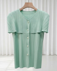 Luxury Pleated Cape Blouse