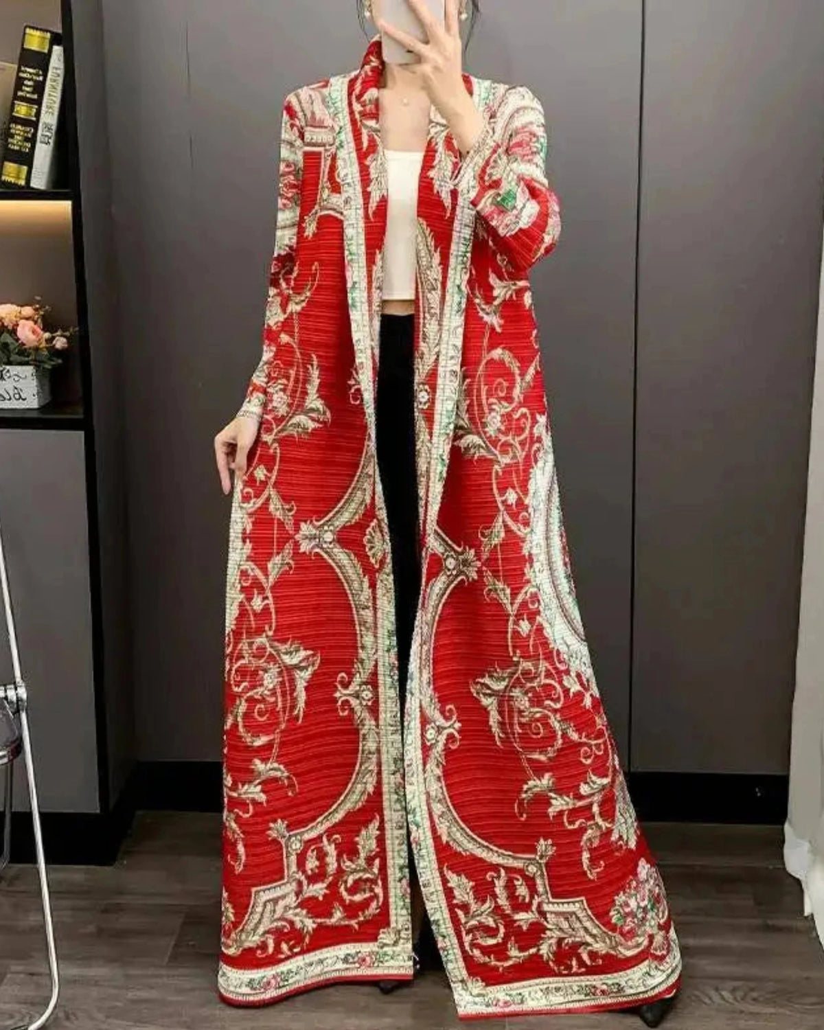 Luxury Plissé Duster Coat