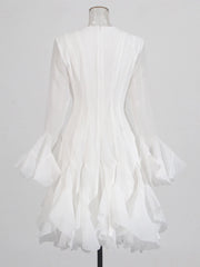 Fitted Bell Sleeve Chiffon Mini Dress