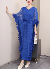 Sculptural Plissé Cape Kaftan