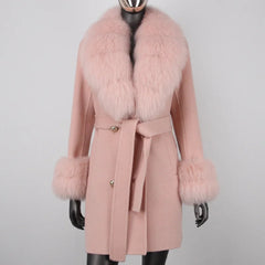 Women's Petite Cashmere & Wool Coat - Fox Fur