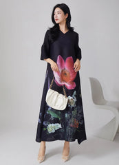 Contemporary Pleated Women's Floral Print Dress