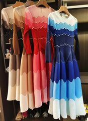 Wave Pleated Midi Dress
