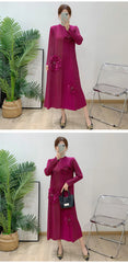 Luxury Pleated Floral Tunic Dress