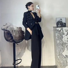 Luxe Floral Blazer & Wide-Leg Pant Set