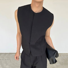 Men's Vest & Wide-Leg Pantsuit Set