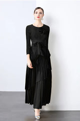 Elegant Plisse Blouse & Skirt Set