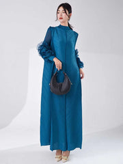 Luxury Pleated Dress with Sleeves
