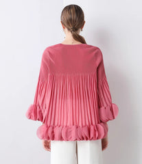 Luxury Pleated Bell Sleeve Top