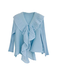 Elegant Plissé Ruffle Blouse Top
