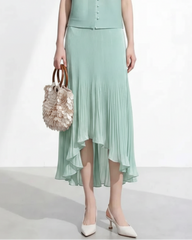 Asymmetric Ruffled Plisse Skirt