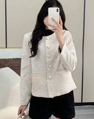 Luxury Pleated Collarless Jacket