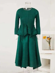 Peplum Pleated Top & Skirt Set