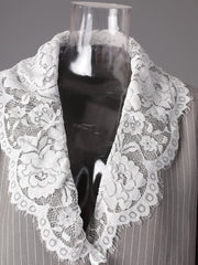 Elegant Pinstripe Lace Blazer