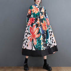 Modern Floral Oversized Midi Dress