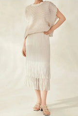 Luxury Pleated Tassel Skirt